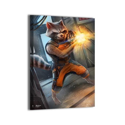 Blaster Beast Wall Art Canvas Print – Rocket Raccoon by Nopeys