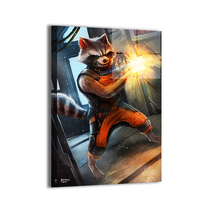 Blaster Beast Wall Art Metal Print – Rocket Raccoon by Nopeys