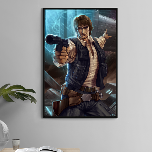 Han Solo-inspired 11x17 art print – pointing blaster pose