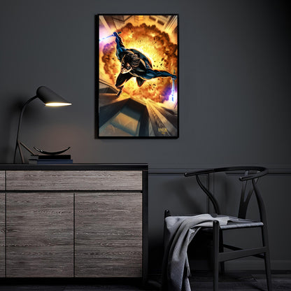 Blazing Descent Wall Art Room Mockup – Nightwing by Ryan Pasibe