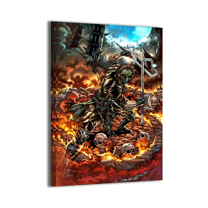 Kabal surrounded by flames – large Mortal Kombat canvas artwork