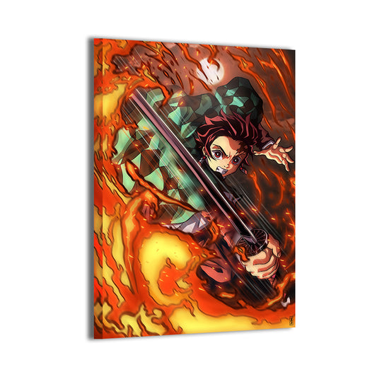 Blazing Resolve Wall Art Canvas Print – Tanjiro Demon Slayer by Ray Dash