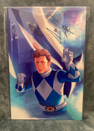 Blue Ranger Canvas signed by David Yost [variant_option1] Print, Premium Wall Art by Snapping Turtle Gallery