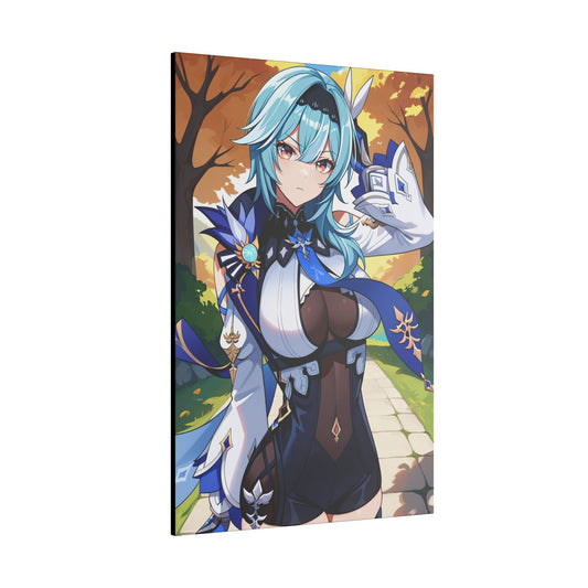 Blue Haired Eula Wall Art on premium canvas, acrylic, and metal – front view featuring Genshin Impact's Eula with striking blue hair
