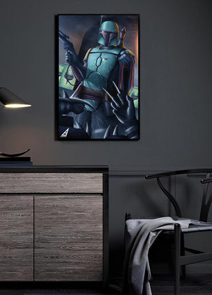 Boba Fett vs Shredder Wall Art | Crossover Fan Art | Snapping Turtle Gallery [variant_option1] Print, Premium Wall Art by Snapping Turtle Gallery
