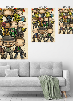 Breaking Bad Wall Art | Chemical Chaos Chibis | Snapping Turtle Gallery [variant_option1] Print, Premium Wall Art by Snapping Turtle Gallery