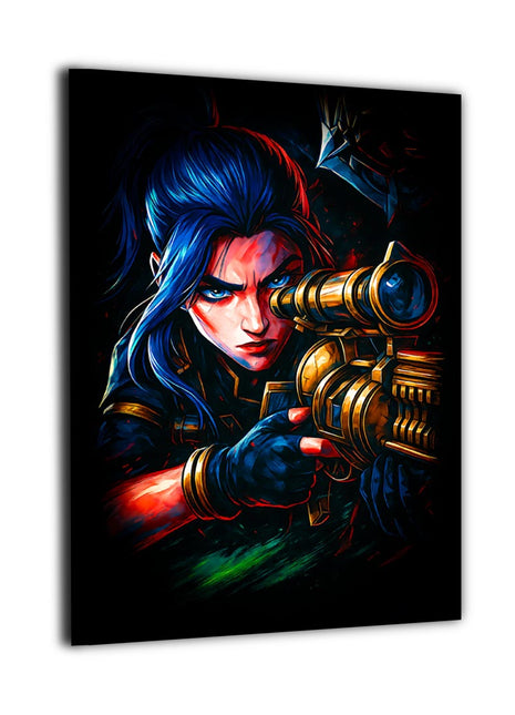 Deadly Aim in Shadow canvas wall art showing Caitlyn at the moment of maximum focus