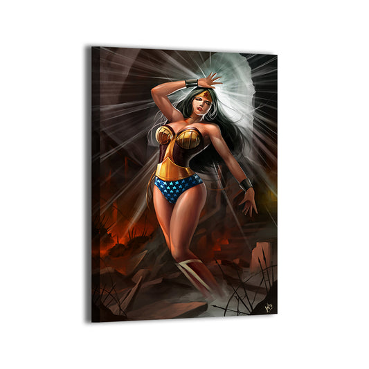 Wonder Woman battlefield portrait by Ceasar; gallery-wrapped, ready to hang.