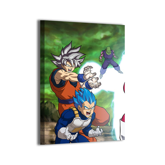DBS Saiyans and Piccolo scene by Pasibe and Dela Torre; gallery-wrapped, ready to hang.