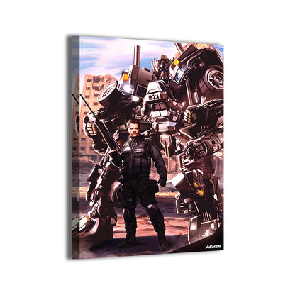 transformers ironhide battlefield stance by Ben Asher; gallery-wrapped, ready to hang.