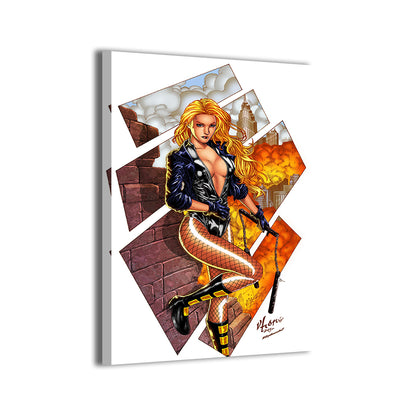 Black Canary wall art by Vhon Remot on gallery-wrapped canvas.