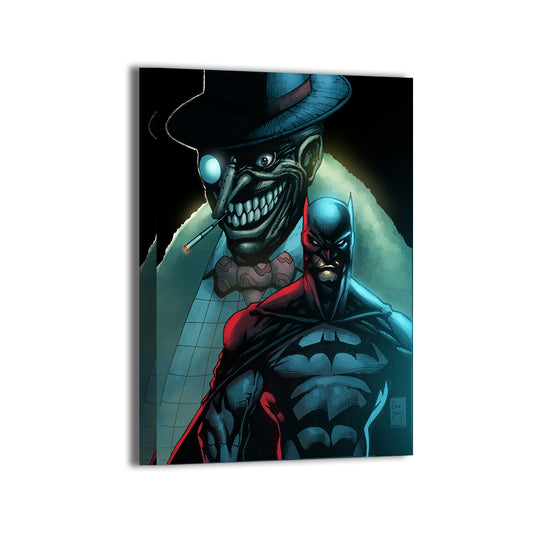 Gallery-wrapped canvas of Batman vs Penguin, ready to hang; art Emma J. Jones, colors Nestor Redulla Jr.