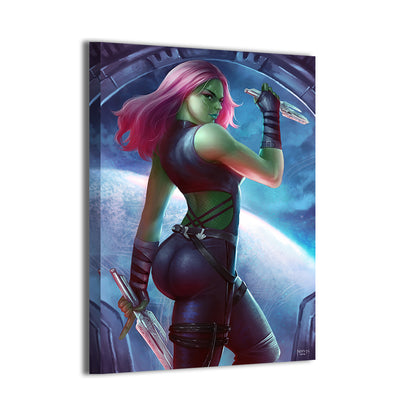 gamora by nopeys; gallery-wrapped canvas, ready to hang.