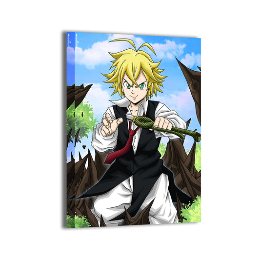 Dragon’s Wrath Commander Canvas Print — Meliodas from Seven Deadly Sins, artwork by Emmanuel Centeno; gallery-wrapped, ready to hang.