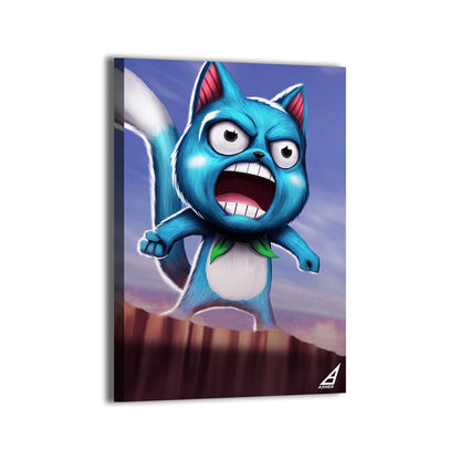 fairy tail’s happy mid-leap with green ribbon; gallery-wrapped canvas.