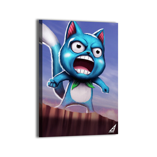 fairy tail’s happy mid-leap with green ribbon; gallery-wrapped canvas.