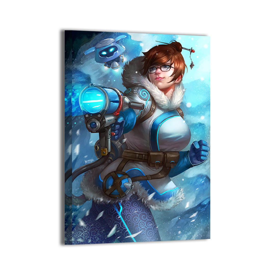 Frost Guardian fan art by Nopeys showing icy energy effects and snow textures; gallery-wrapped, ready to hang.