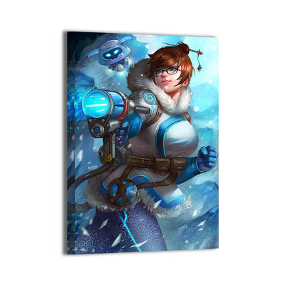 Frost Guardian fan art by Nopeys showing icy energy effects and snow textures; gallery-wrapped, ready to hang.