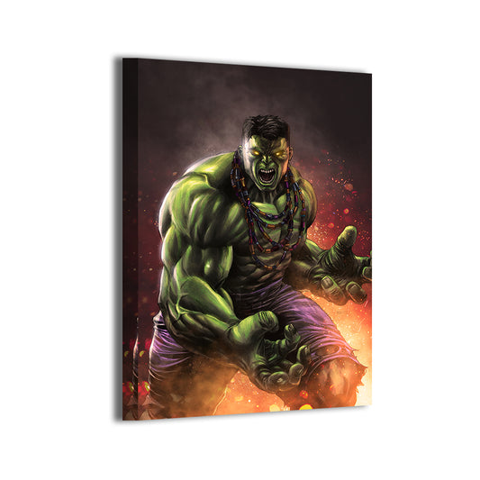 Gallery-wrapped canvas of the Hulk in a power stance; ready to hang; art by Ryan Pasibe, colors by Nestor Redulla Jr.