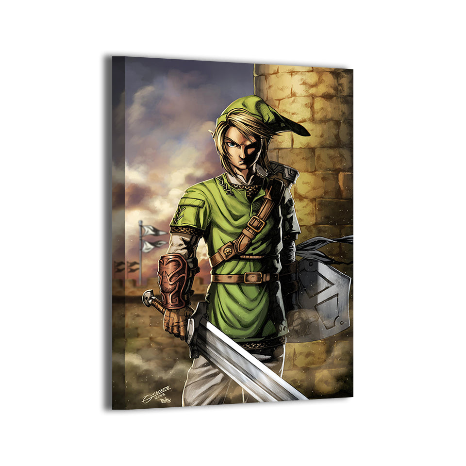 Link from Legend of Zelda by Geebo Vigonte, colors by Brian Valeza (Totz Valeza); gallery-wrapped, ready to hang.