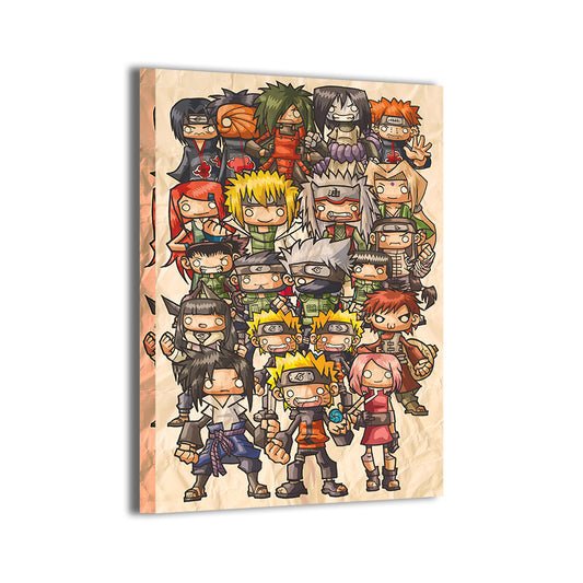 Hidden Village Chibi Legends Canvas — chibi ninja lineup from Naruto; gallery-wrapped, ready to hang.