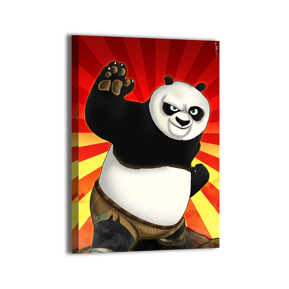 Kung Fury Panda Canvas Print — Po the panda ready for battle, artwork by Emmanuel Centeno; gallery-wrapped, ready to hang.
