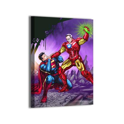 Superman and Iron Man by Verry Woong and Splash Colors; gallery-wrapped, ready to hang.