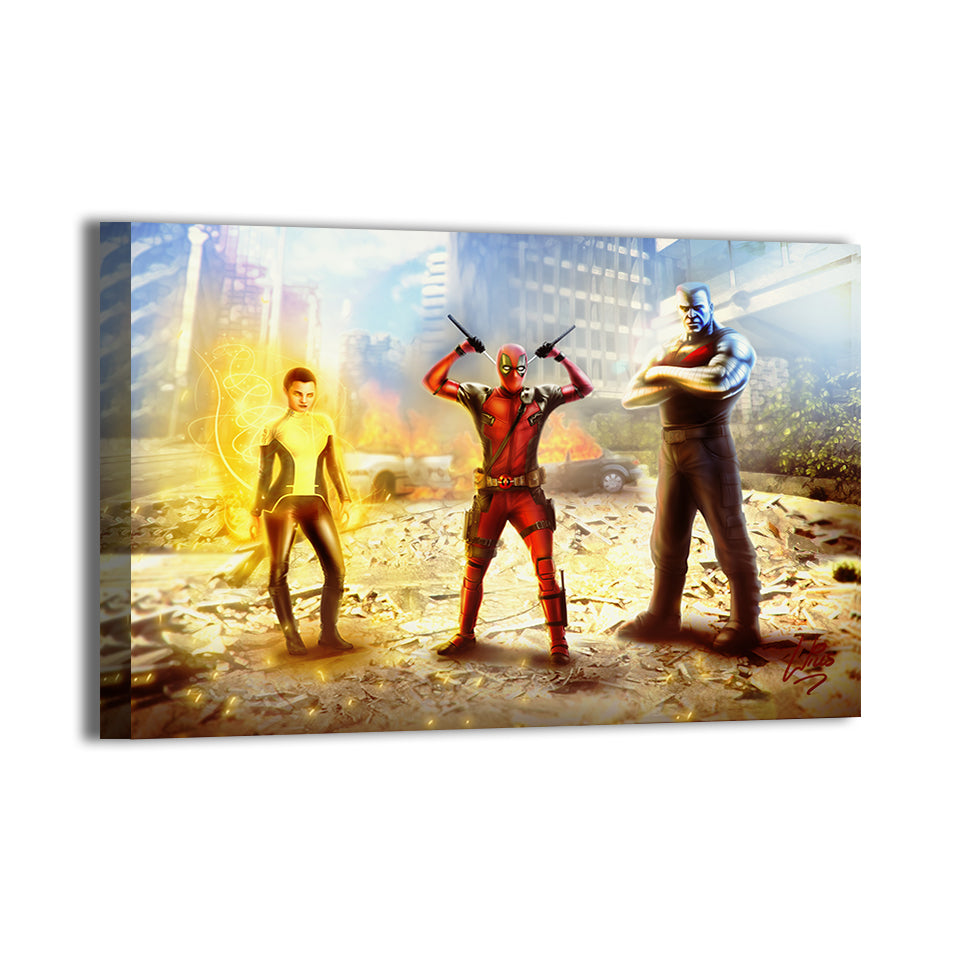 Deadpool, Colossus, and Negasonic Teenage Warhead by Richard Williams; gallery-wrapped, ready to hang.
