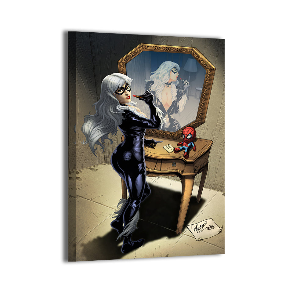 black cat (felicia hardy) by vhon remot; gallery-wrapped, ready to hang.