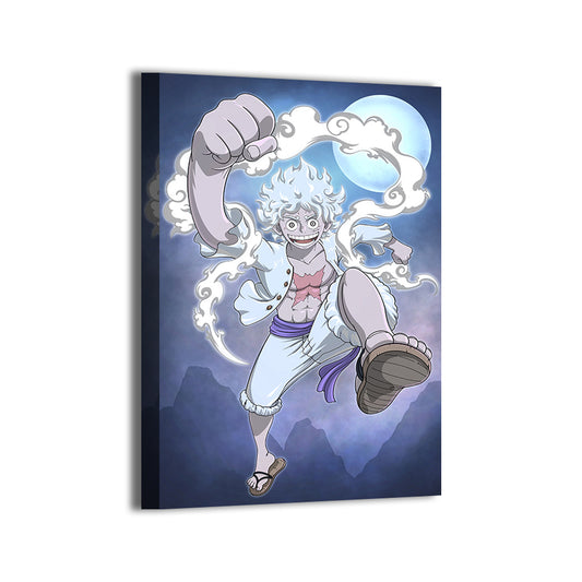 Luffy Gear 5 Canvas Print — art by Christian Padustan; gallery-wrapped, ready to hang.