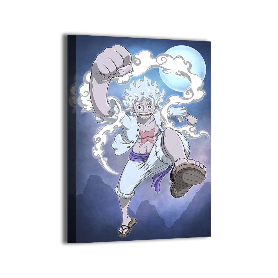 Luffy Gear 5 Canvas Print — art by Christian Padustan; gallery-wrapped, ready to hang.