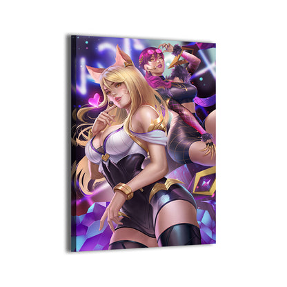 ahri and evelynn by nopeys; gallery-wrapped canvas, ready to hang.