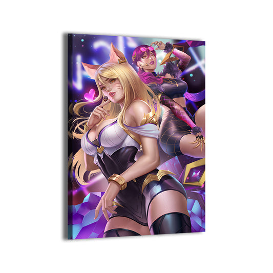 ahri and evelynn by nopeys; gallery-wrapped canvas, ready to hang.