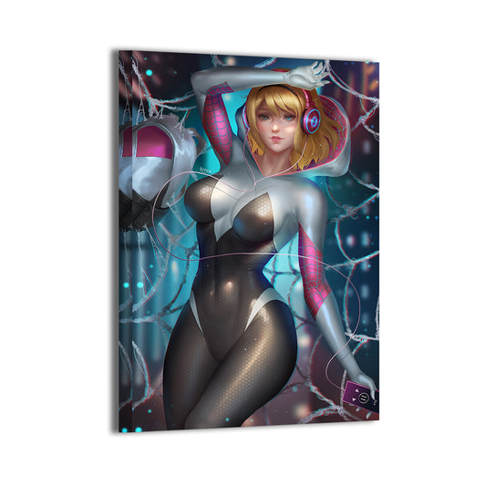 spider-gwen by nopeys; gallery-wrapped canvas, ready to hang.