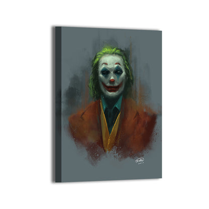 Gallery-wrapped canvas of Joaquin Phoenix’s Joker portrait, ready to hang; art by Kevin de Castro.
