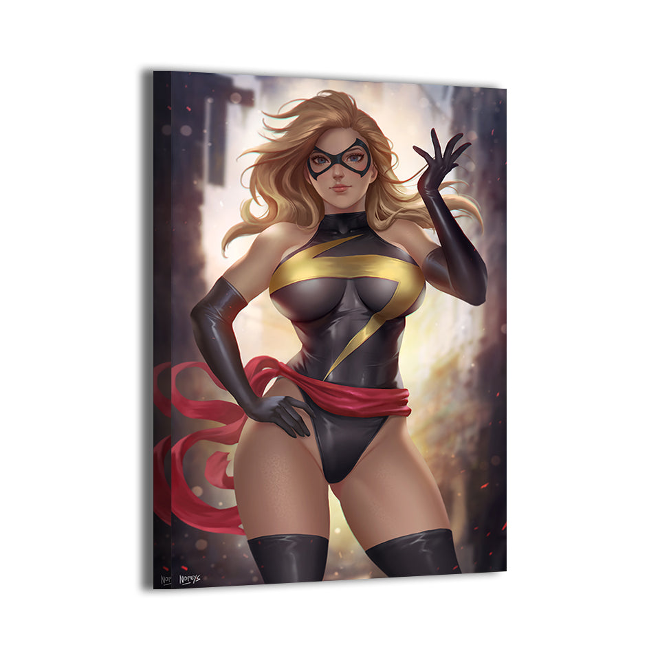 ms marvel by nopeys; gallery-wrapped, ready to hang.