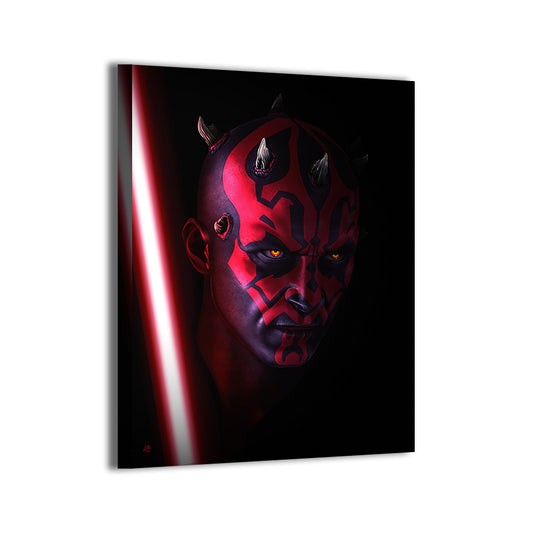 Darth Maul in the shadows by Richard Williams; gallery-wrapped, ready to hang.