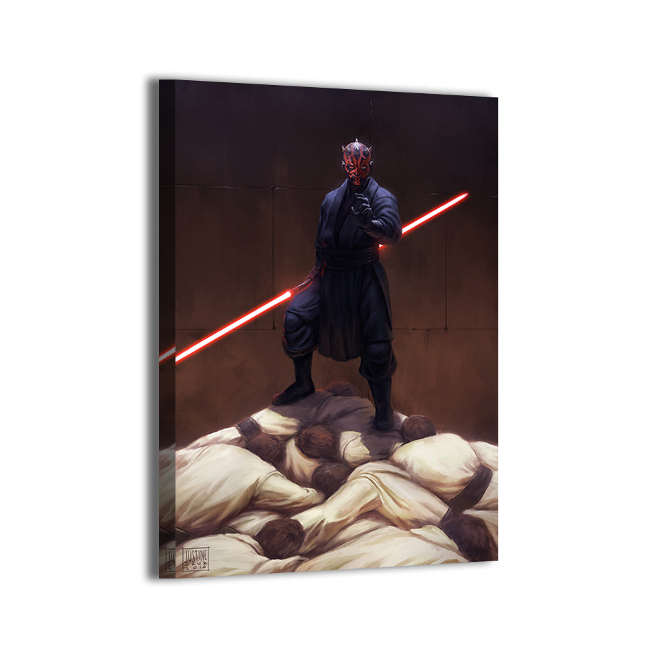 Darth Maul victorious stance by Justine Cruz; gallery-wrapped, ready to hang.
