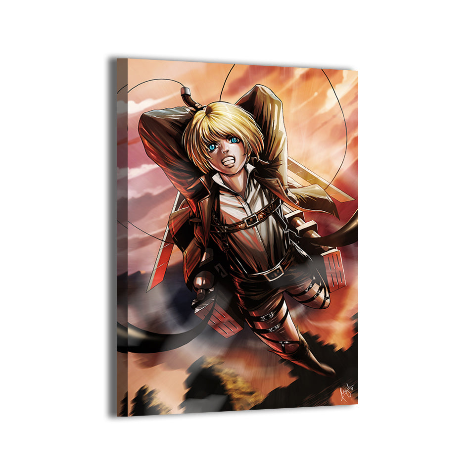 Armin AOT airborne action pose by Ceasar; gallery-wrapped, ready to hang.