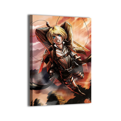 Armin AOT airborne action pose by Ceasar; gallery-wrapped, ready to hang.