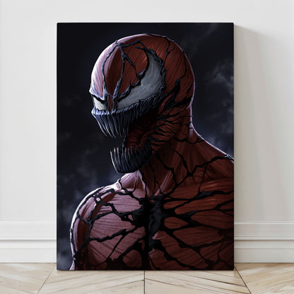 Carnage symbiote artwork, gallery-wrapped canvas by Sam Dela Torre, ready to hang.