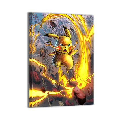 pikachu unleashing thunderbolt by Vhon Remot; gallery-wrapped, ready to hang.