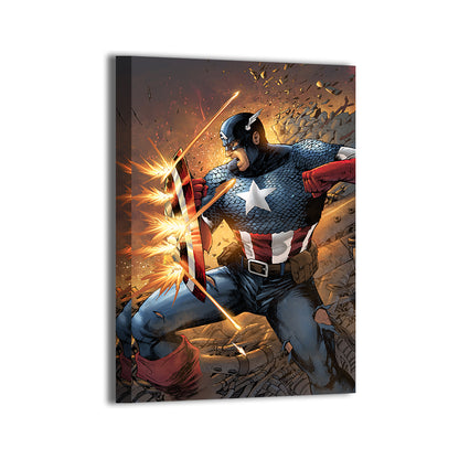 Unbreakable Resolve Canvas Print — Captain America bracing behind his shield, art by Don Mark Noceda; colors by Nestor Redulla Jr.; gallery-wrapped, ready to hang.