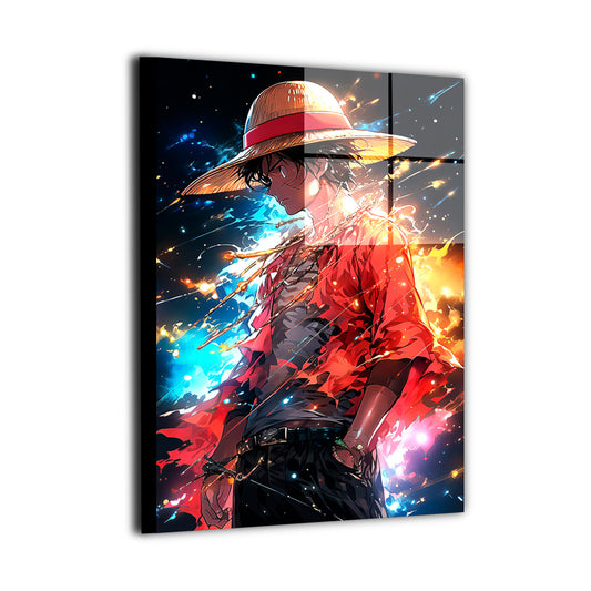 Metal wall art featuring a cosmic pirate-themed anime illustration, glowing energy accents, deep space tones, and cinematic lighting.