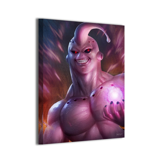 16x24 canvas wall art of Majin Buu summoning pink energy against a dark background