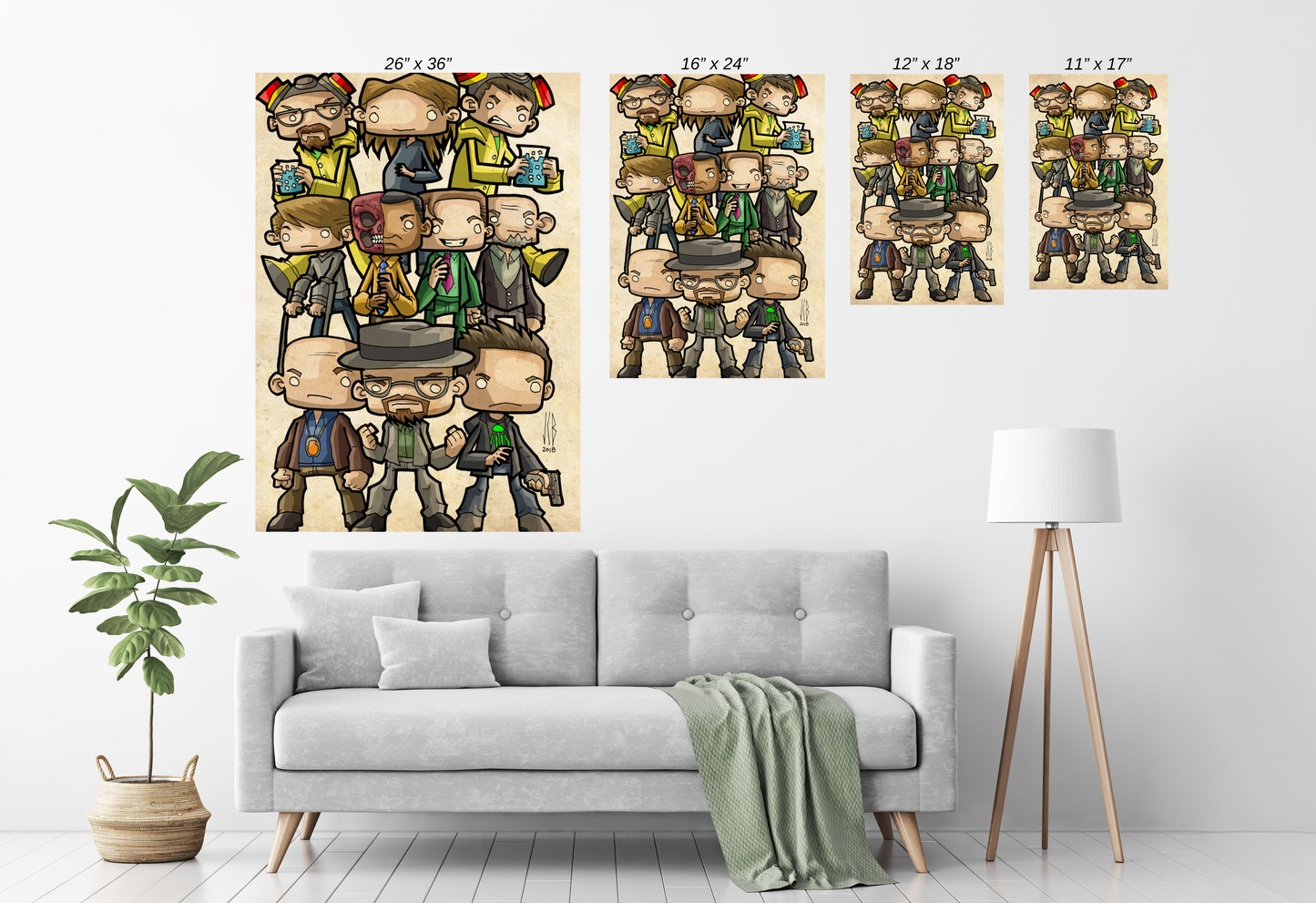 metal print of Breaking Bad cartoon cast artwork
