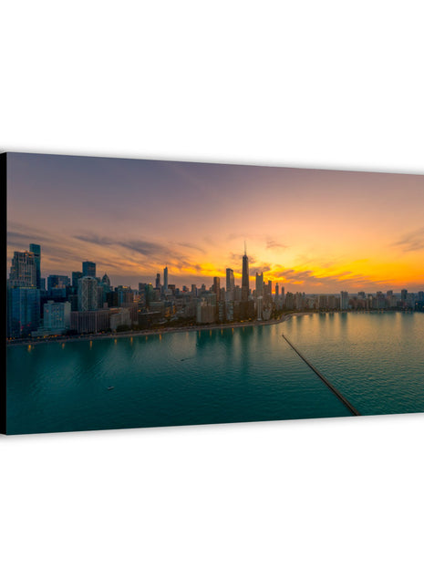 Chicago Wall Art | Skyline Sunset HD Acrylic, Metal & Canvas Print - Snapping Turtle Gallery