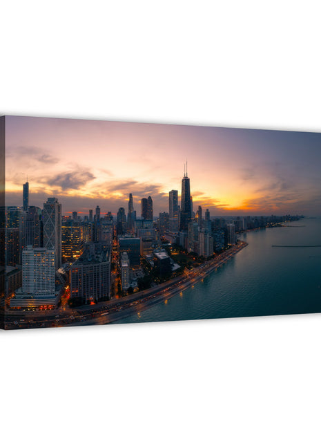 Chicago Wall Art | Twilight in Chicago Acrylic, Metal & Canvas Print - Snapping Turtle Gallery