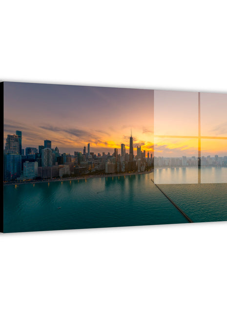 Chicago Wall Art | Skyline Sunset HD Acrylic, Metal & Canvas Print - Snapping Turtle Gallery