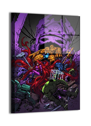 Clobberin' Time Clash original artwork featuring The Thing battling Hulk and Black Bolt, Marvel wall art.